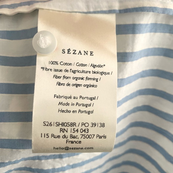 Sezane Sky Blue and White Striped Shirt - Picture 9 of 13